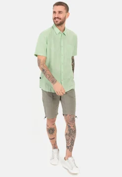 Herren Camel Active Hemden^Kurzarm Hemd aus einem Leinen-Baumwoll-Mix