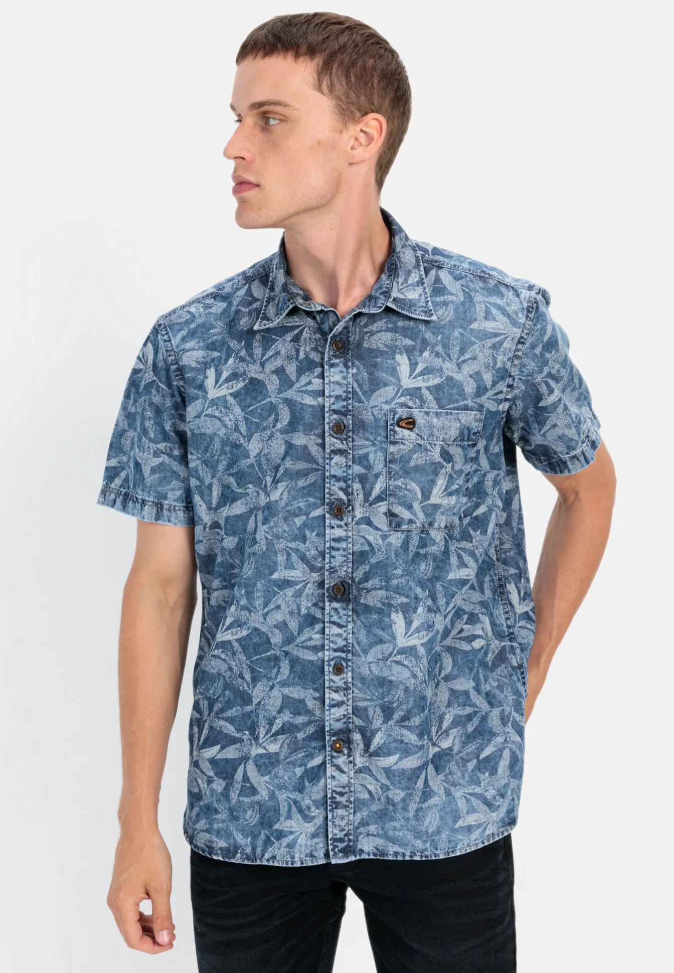 Herren Camel Active Hemden^Kurzarm Hemd mit Allover-Print