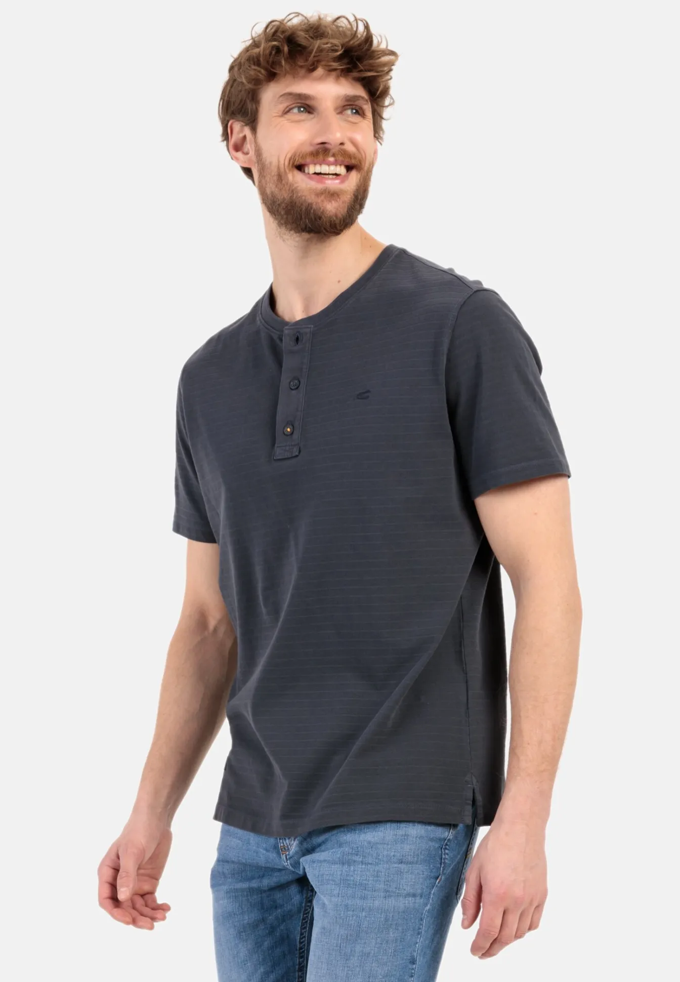 Herren Camel Active T-Shirts & Polos^Kurzarm Henley aus reiner Baumwolle