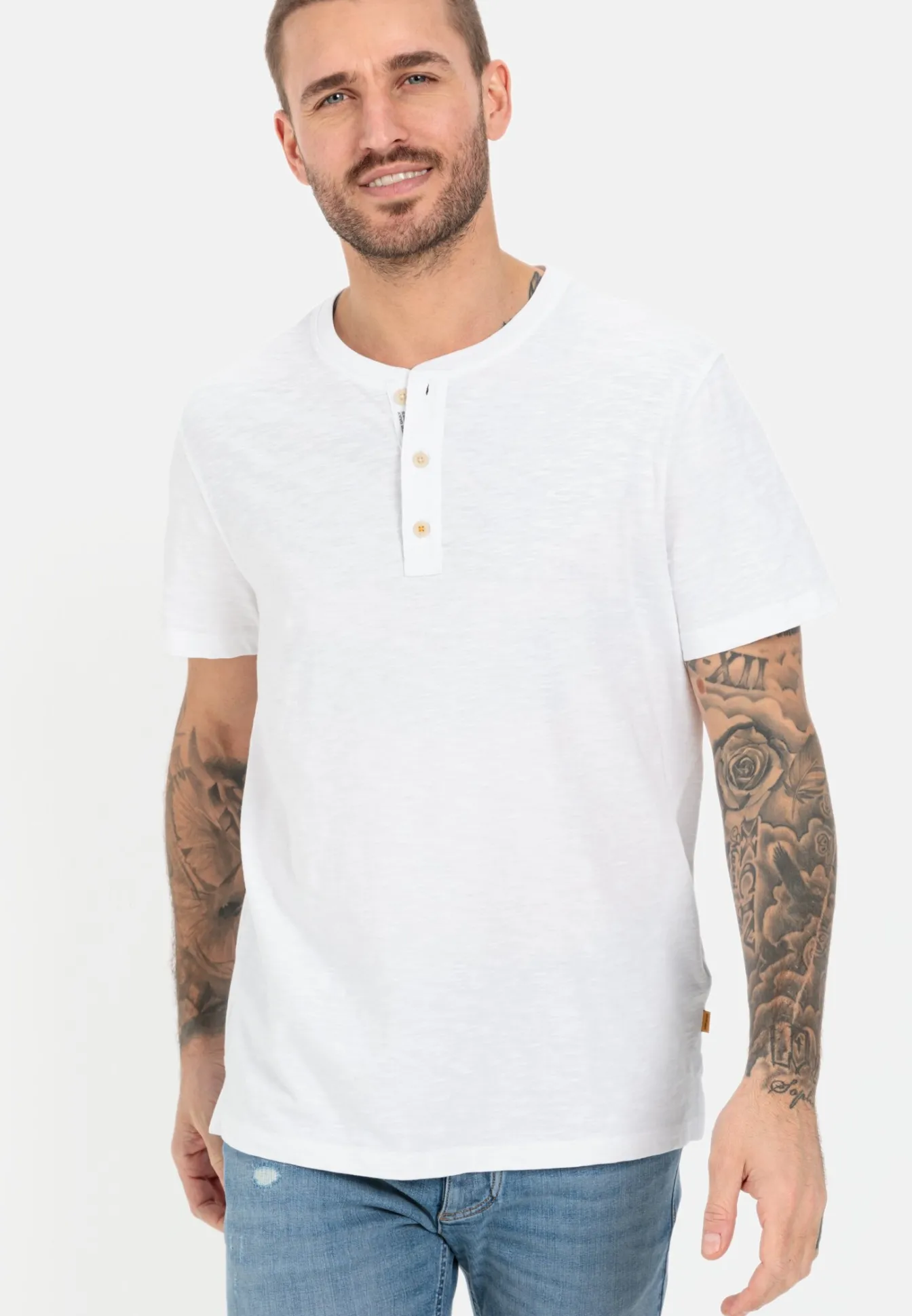 Herren Camel Active T-Shirts & Polos^Kurzarm Henleyshirt aus reiner Baumwolle