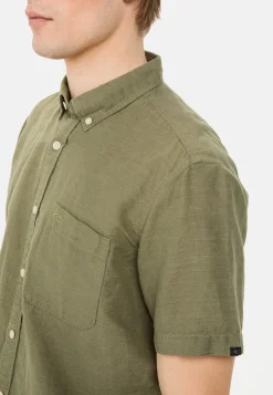 Herren Camel Active Hemden^Kurzarmhemd aus einem Baumwoll-Leinenmix