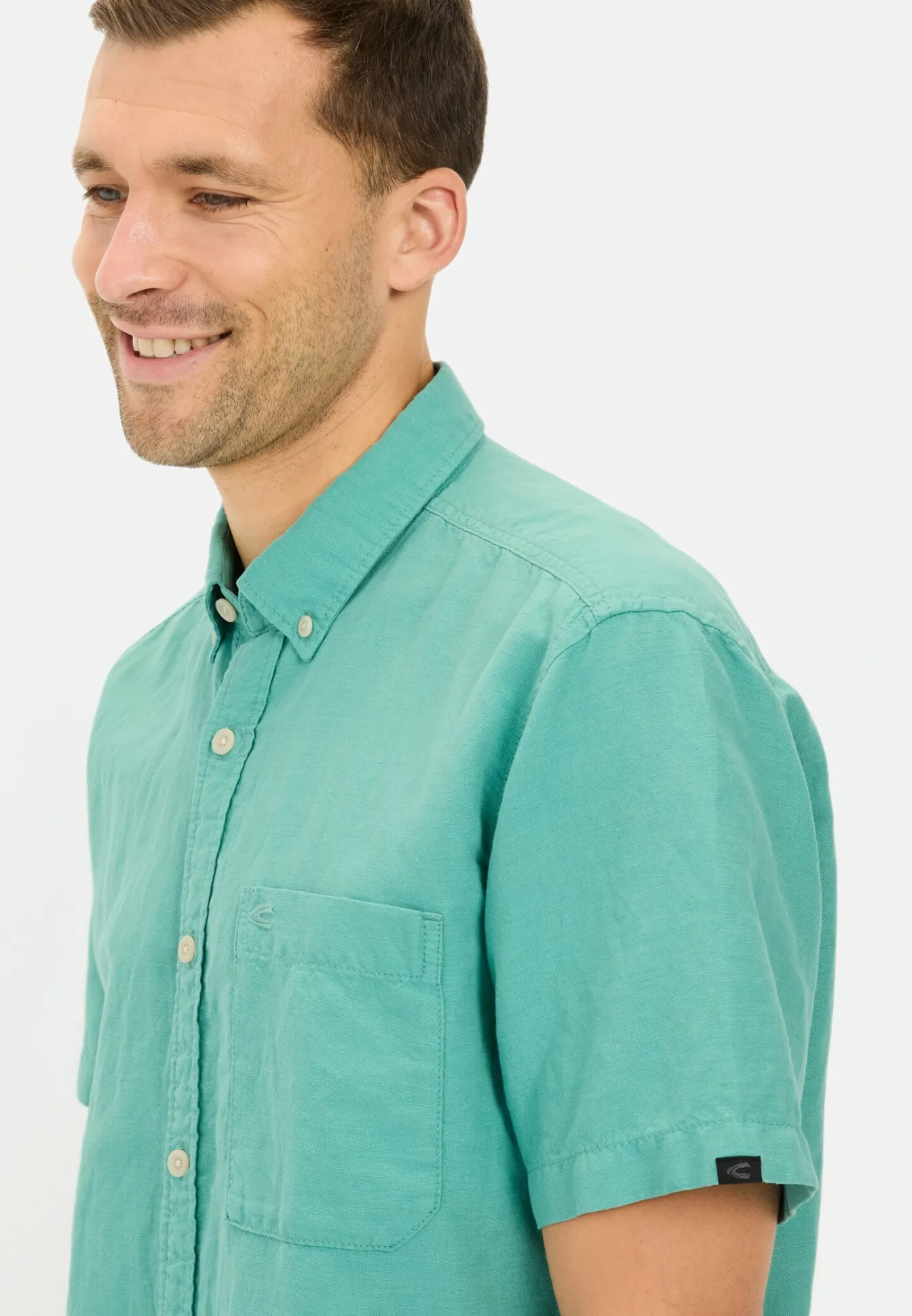 Herren Camel Active Hemden^Kurzarmhemd aus einem Baumwoll-Leinenmix