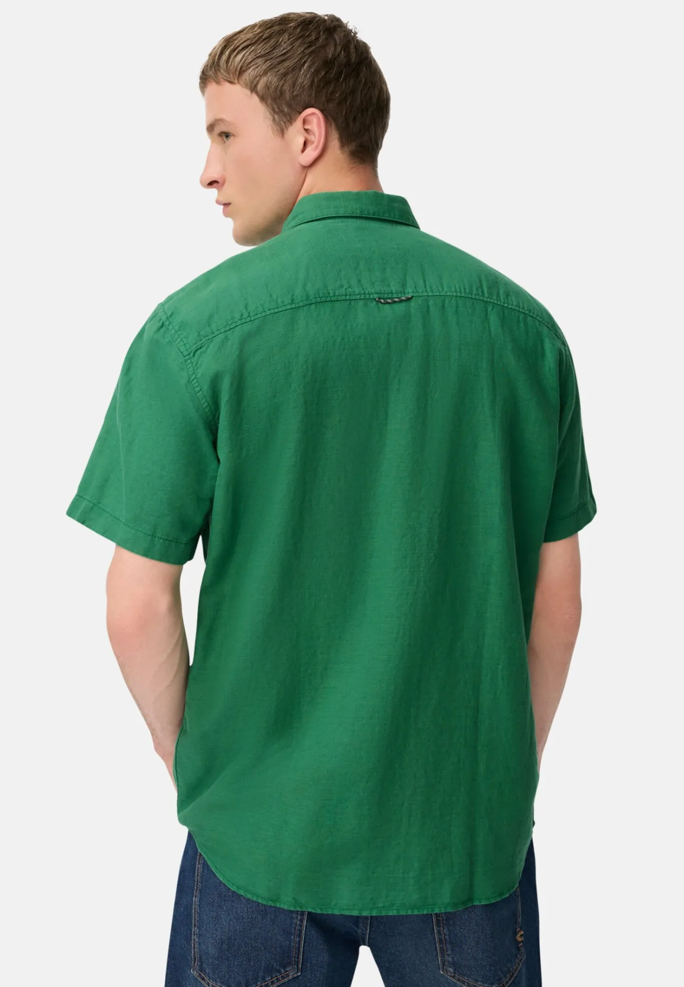 Herren Camel Active Hemden^Kurzarm-Hemd aus Leinen-Baumwoll-Mix