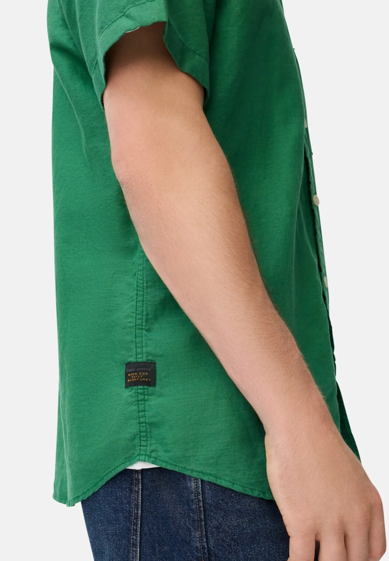 Herren Camel Active Hemden^Kurzarm-Hemd aus Leinen-Baumwoll-Mix