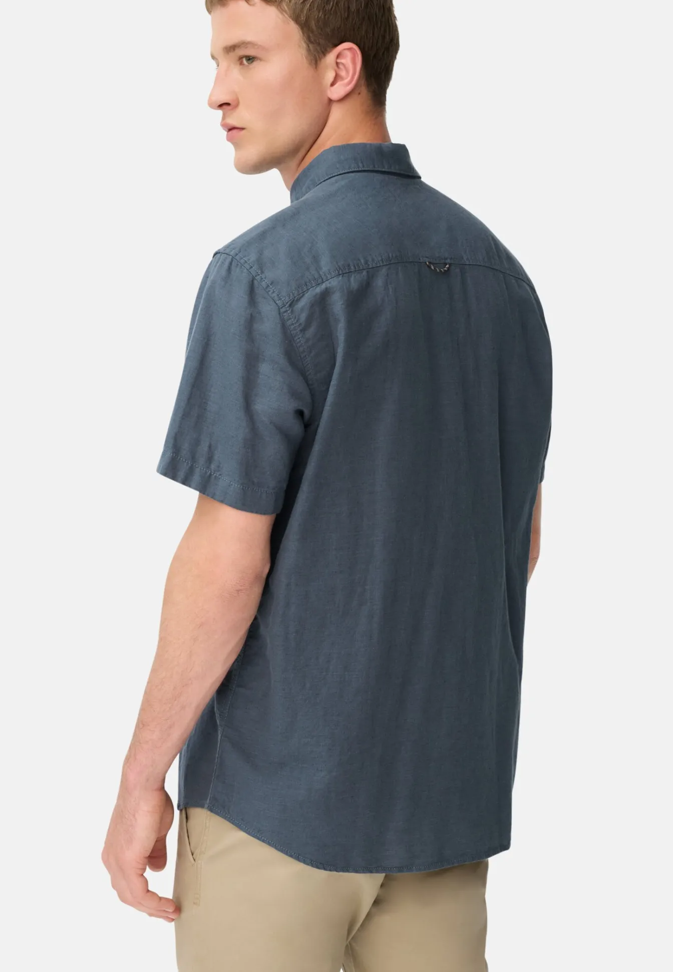 Herren Camel Active Hemden^Kurzarm-Hemd aus Leinen-Baumwoll-Mix