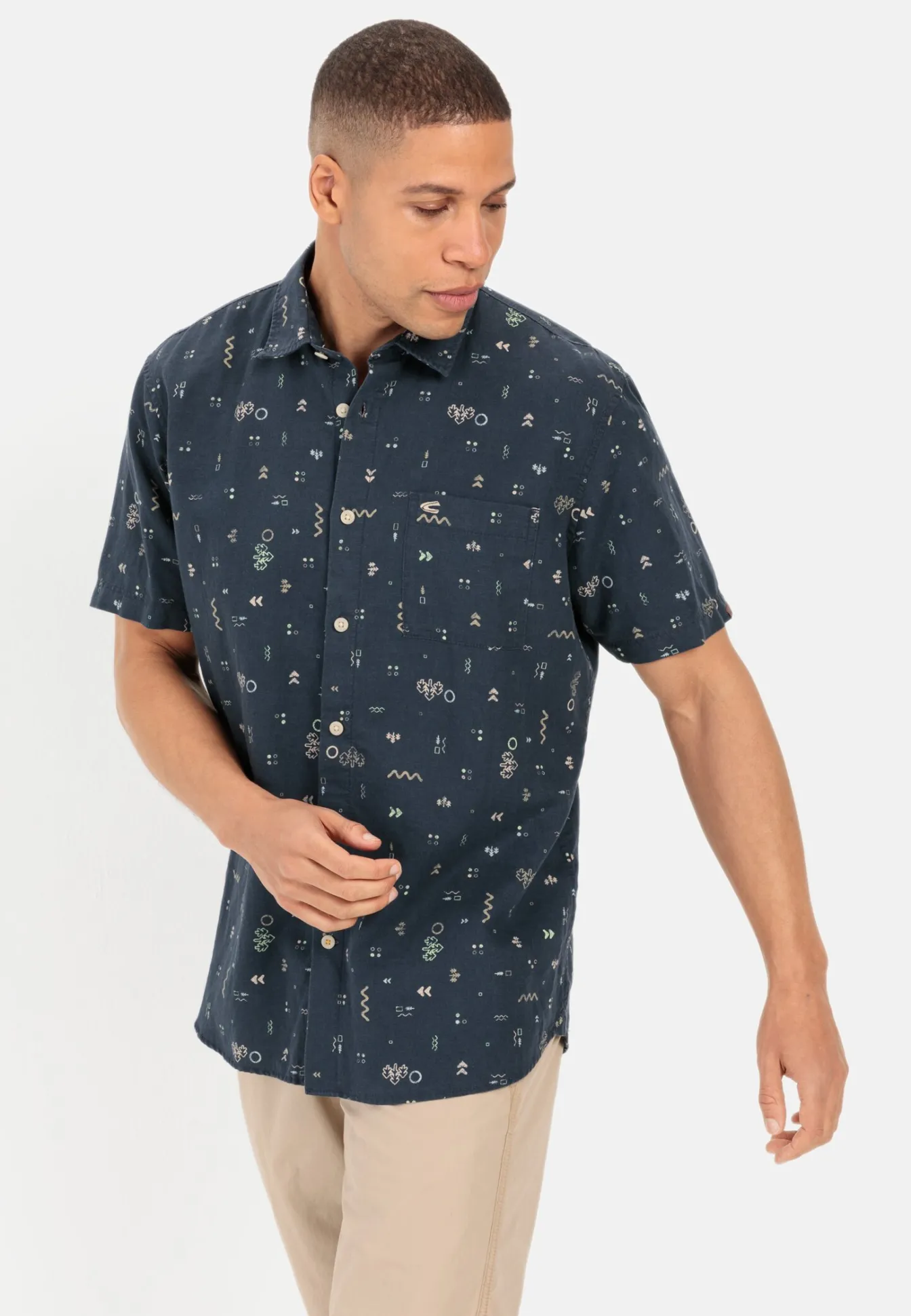Herren Camel Active Hemden^Kurzarmhemd mit Allover-Print