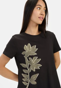 Damen Camel Active Kleider^Kurzes T-Shirt-Kleid mit Blumenprint