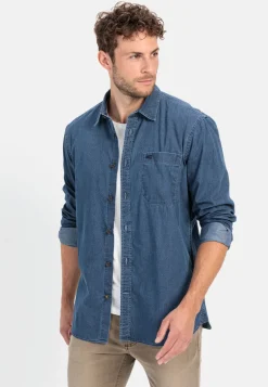 Herren Camel Active Hemden^Langarm Hemd in Denim-Optik