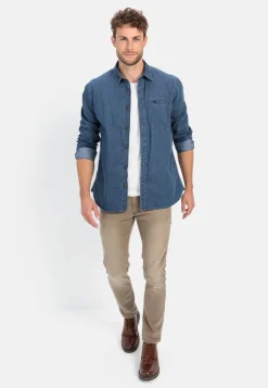 Herren Camel Active Hemden^Langarm Hemd in Denim-Optik