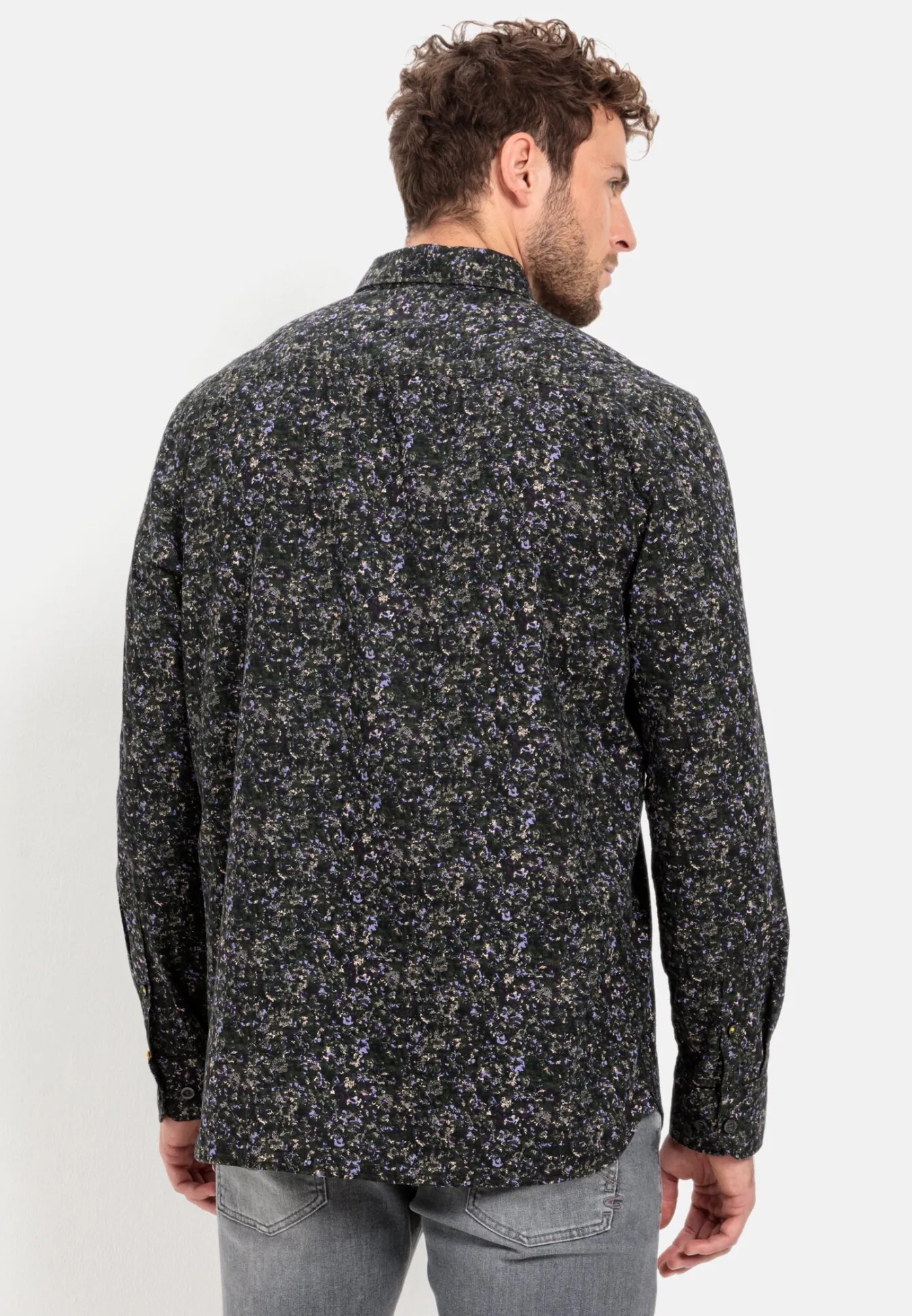 Herren Camel Active Hemden^Langarm Hemd mit Allover-Print