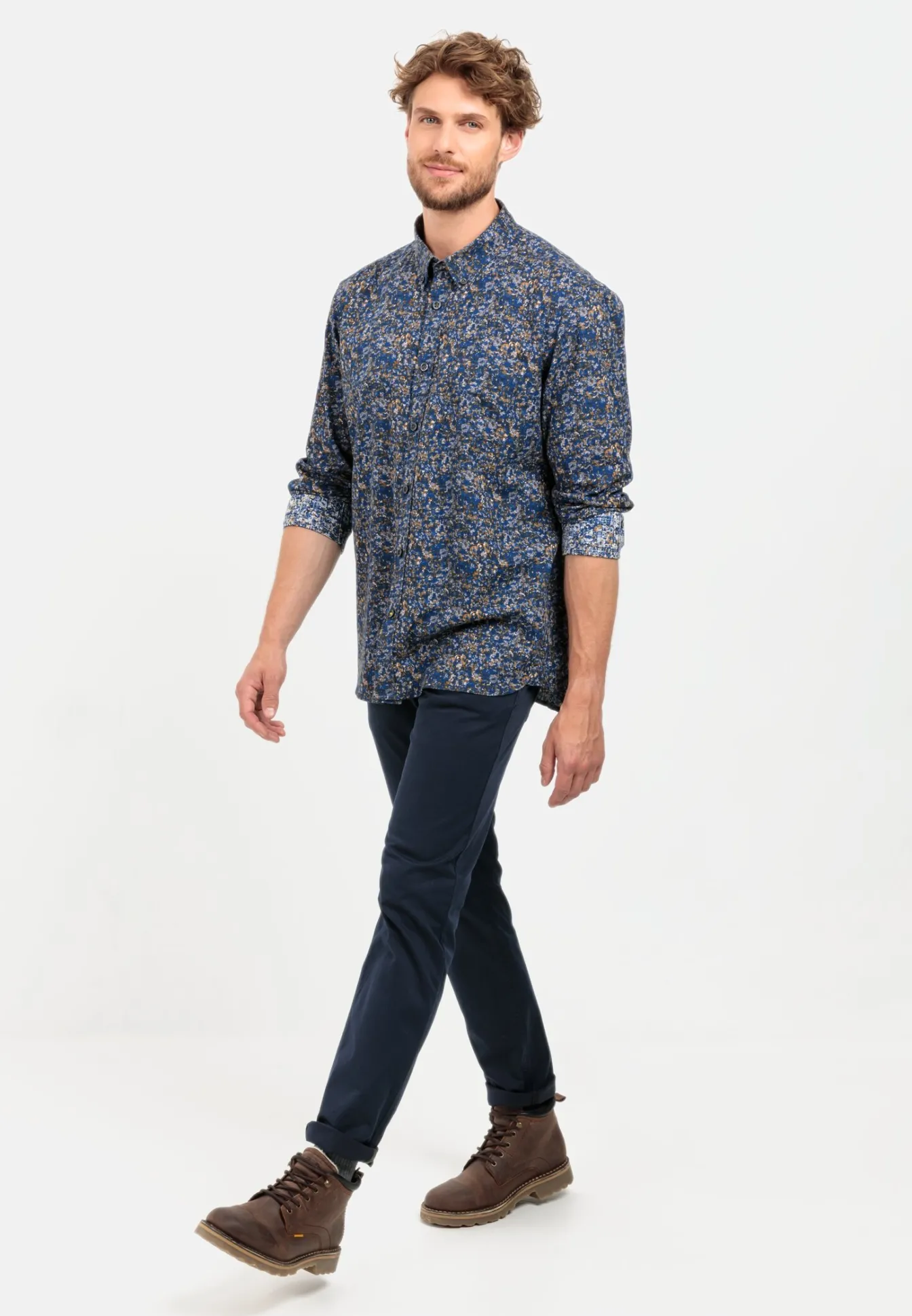 Herren Camel Active Hemden^Langarm Hemd mit Allover-Print