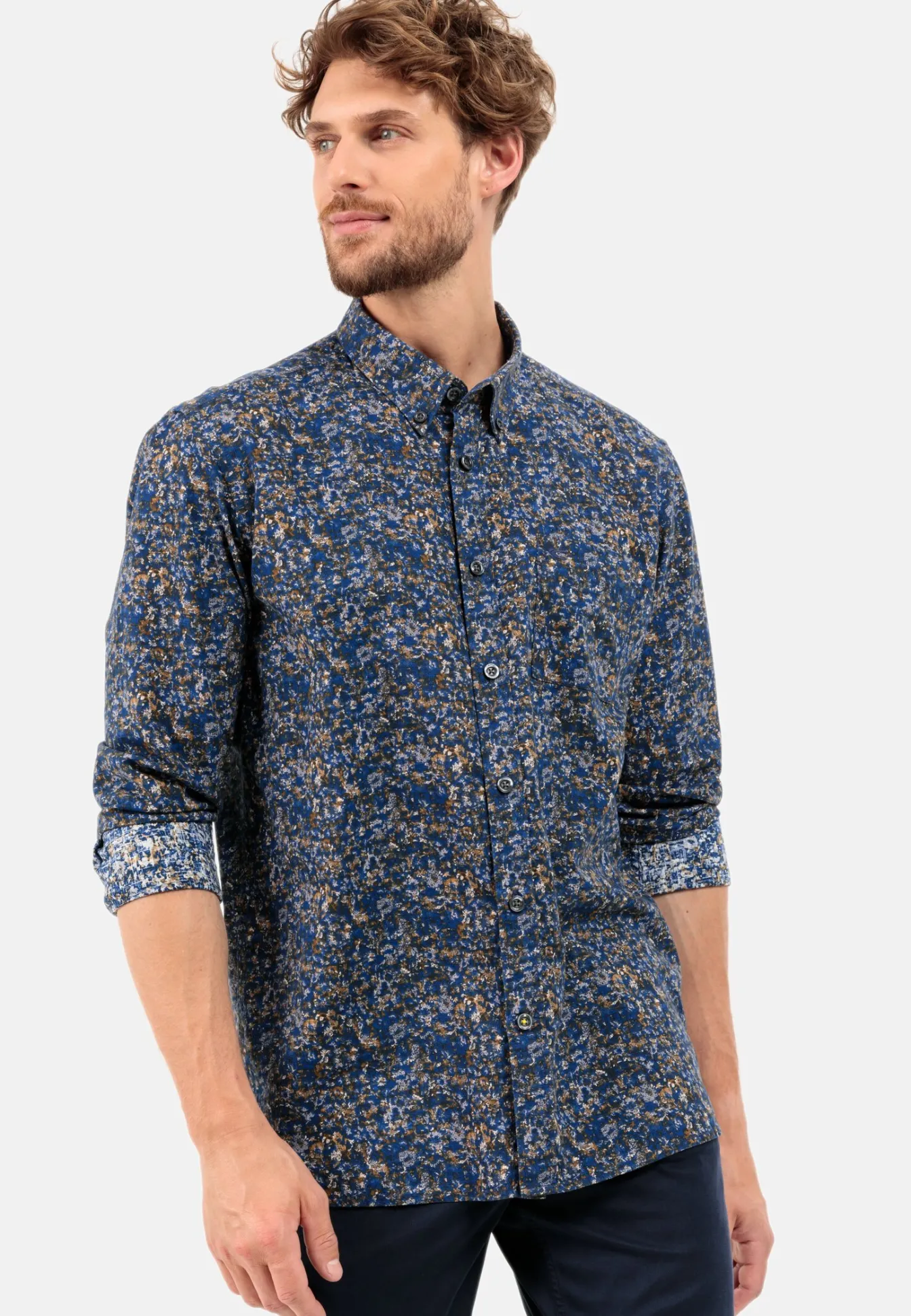 Herren Camel Active Hemden^Langarm Hemd mit Allover-Print
