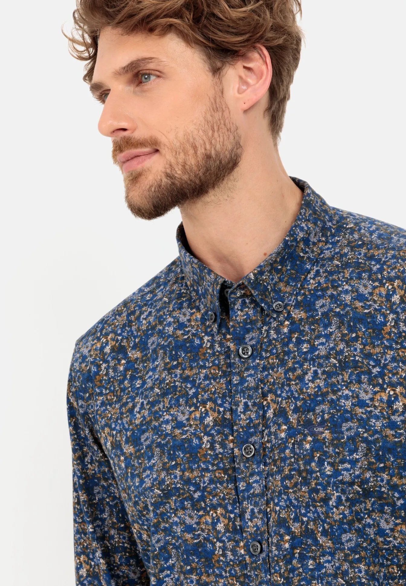 Herren Camel Active Hemden^Langarm Hemd mit Allover-Print