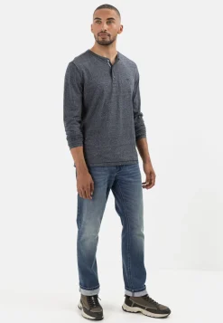 Herren Camel Active T-Shirts & Polos^Langarm Henleyshirt aus nachhaltigem Baumwollmix