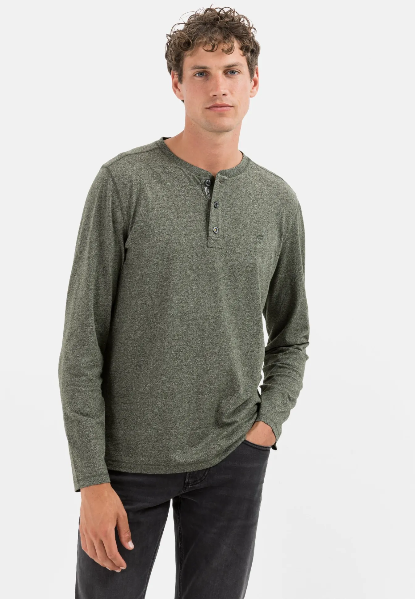 Herren Camel Active T-Shirts & Polos^Langarm Henleyshirt aus nachhaltigem Baumwollmix