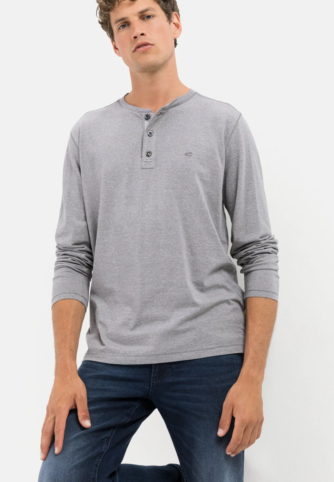 Herren Camel Active T-Shirts & Polos^Langarm Henleyshirt aus nachhaltigem Baumwollmix
