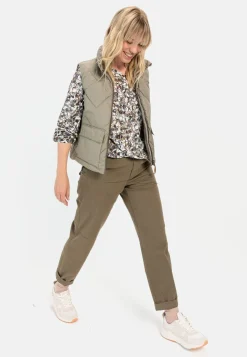 Damen Camel Active Blusen^Langarm Schlupfbluse mit Stehkragen