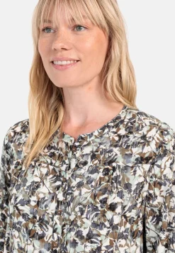 Damen Camel Active Blusen^Langarm Schlupfbluse mit Stehkragen