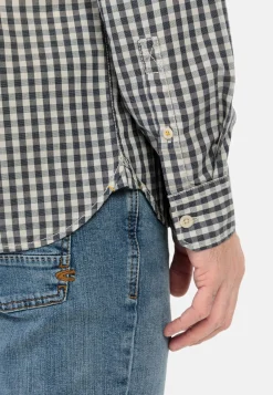 Herren Camel Active Hemden^Langarm Shirt aus reiner Baumwolle mit Button-Down-Kragen