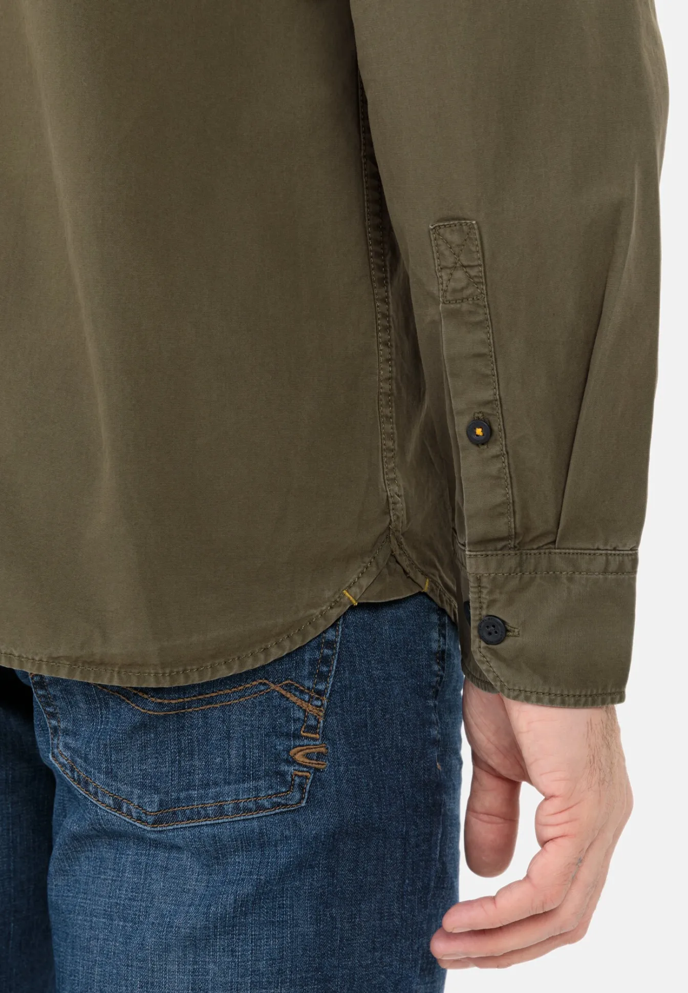 Herren Camel Active Hemden^Langarm Shirt aus reiner Baumwolle mit Button-Down Kragen und Brusttasche