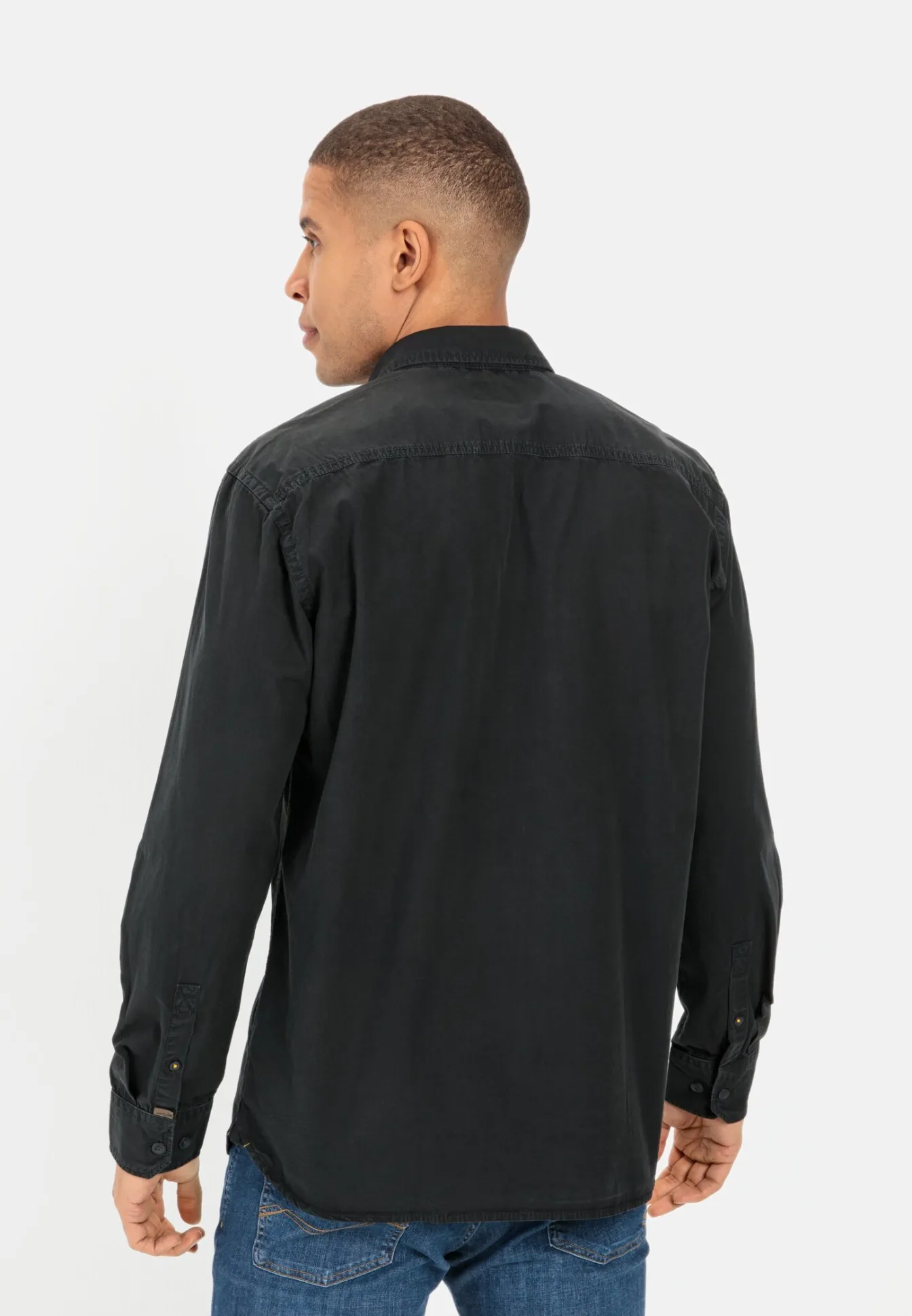 Herren Camel Active Hemden^Langarm Shirt aus reiner Baumwolle mit Button-Down Kragen und Brusttasche