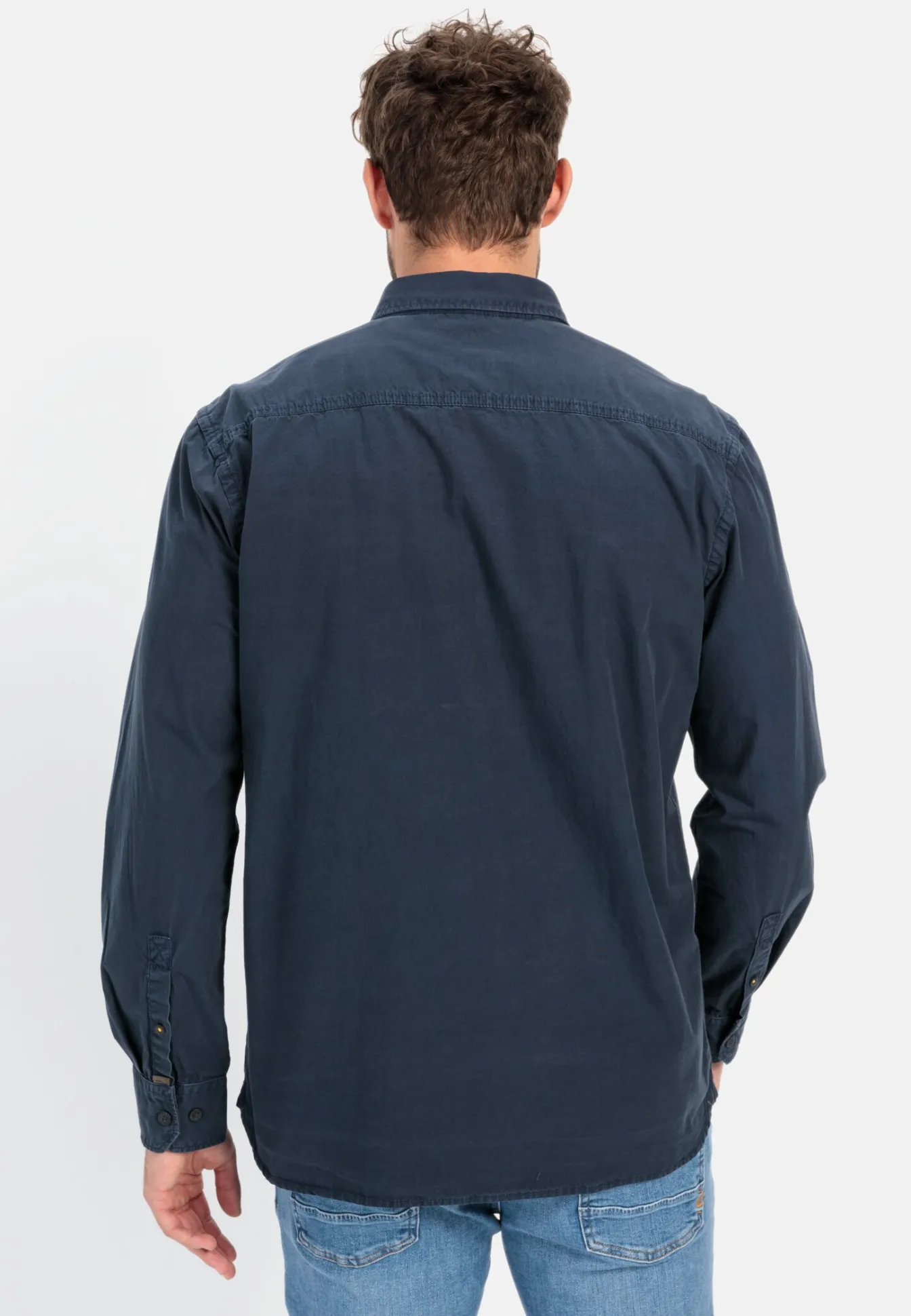 Herren Camel Active Hemden^Langarm Shirt aus reiner Baumwolle mit Button-Down Kragen und Brusttasche
