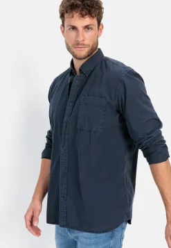 Herren Camel Active Hemden^Langarm Shirt aus reiner Baumwolle mit Button-Down Kragen und Brusttasche