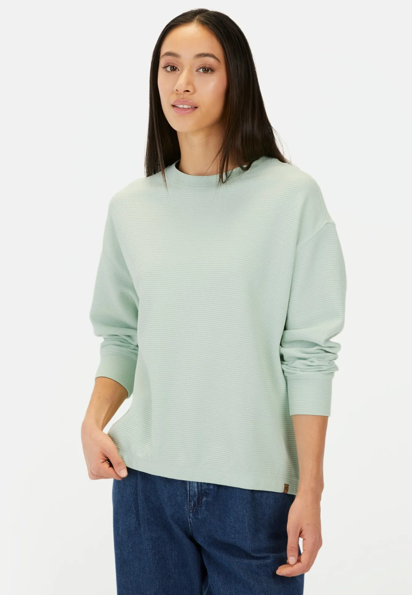 Damen Camel Active T-Shirts & Polos^Langarm Sweatshirt aus reiner Baumwolle
