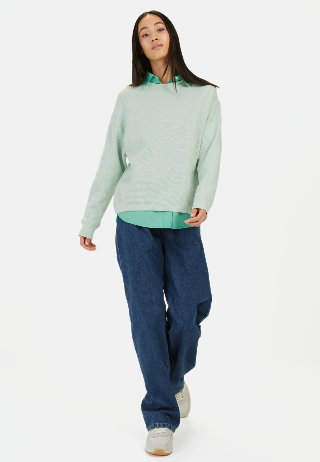 Damen Camel Active T-Shirts & Polos^Langarm Sweatshirt aus reiner Baumwolle