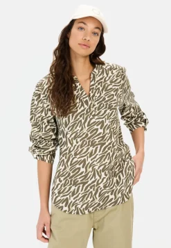 Damen Camel Active Blusen^Langarm-Bluse mit Allover-Print