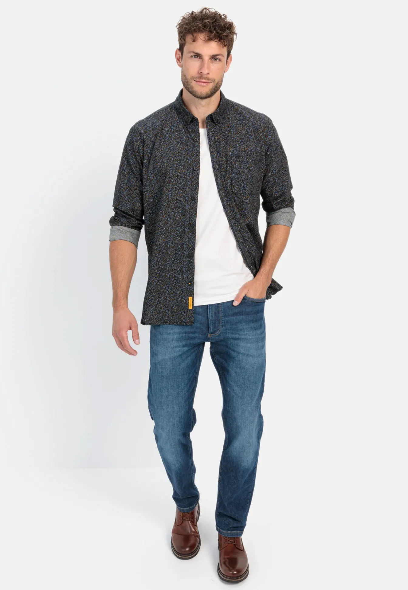 Herren Camel Active Hemden^Langarmhemd mit Minimal-Print