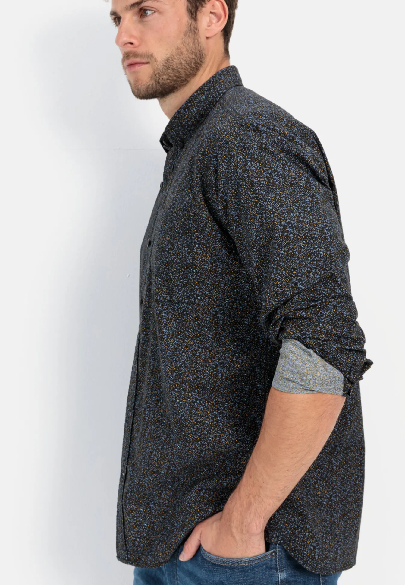 Herren Camel Active Hemden^Langarmhemd mit Minimal-Print