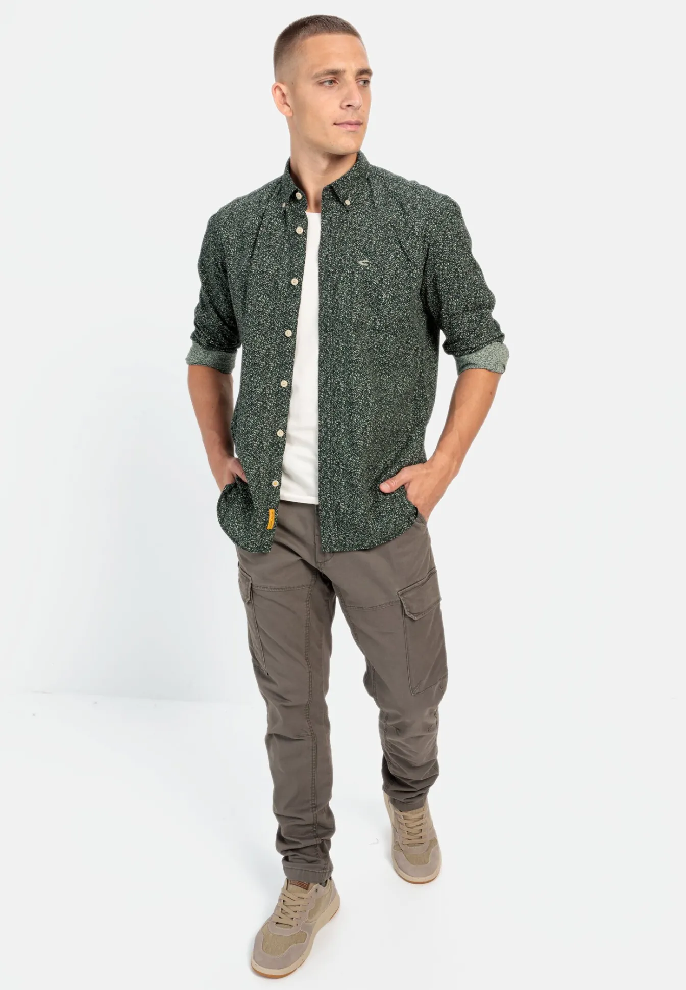Herren Camel Active Hemden^Langarmhemd mit Minimal-Print