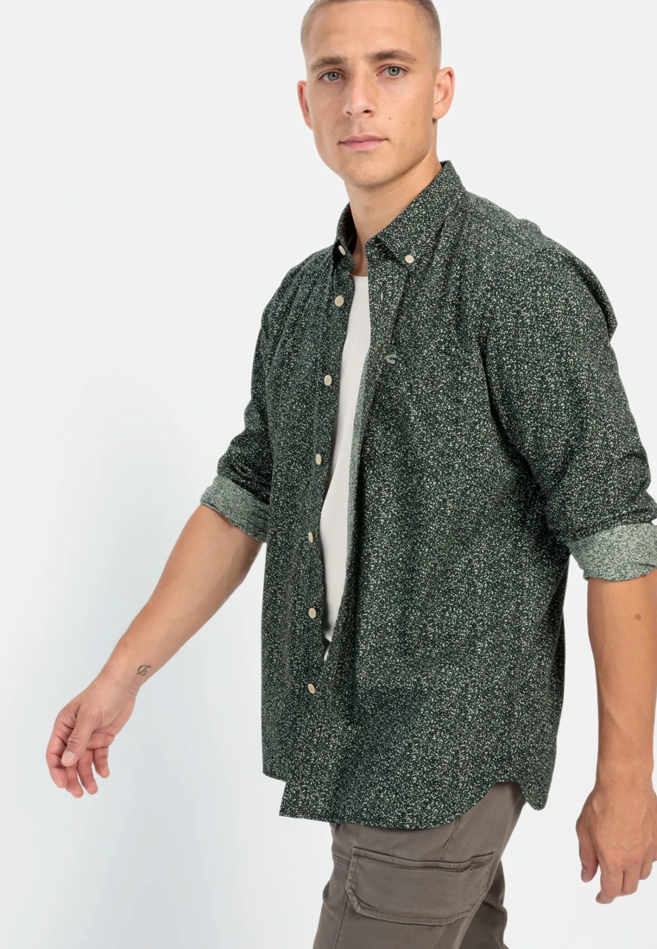 Herren Camel Active Hemden^Langarmhemd mit Minimal-Print