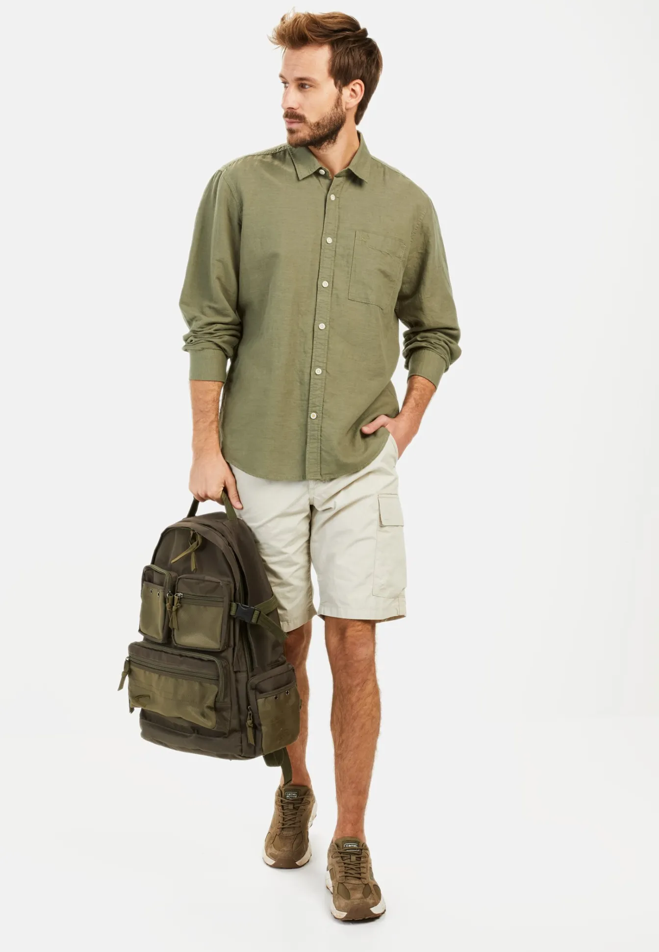 Herren Camel Active Hemden^Langarm-Leinenhemd mit Soft-Wash-Veredelung