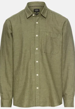 Herren Camel Active Hemden^Langarm-Leinenhemd mit Soft-Wash-Veredelung
