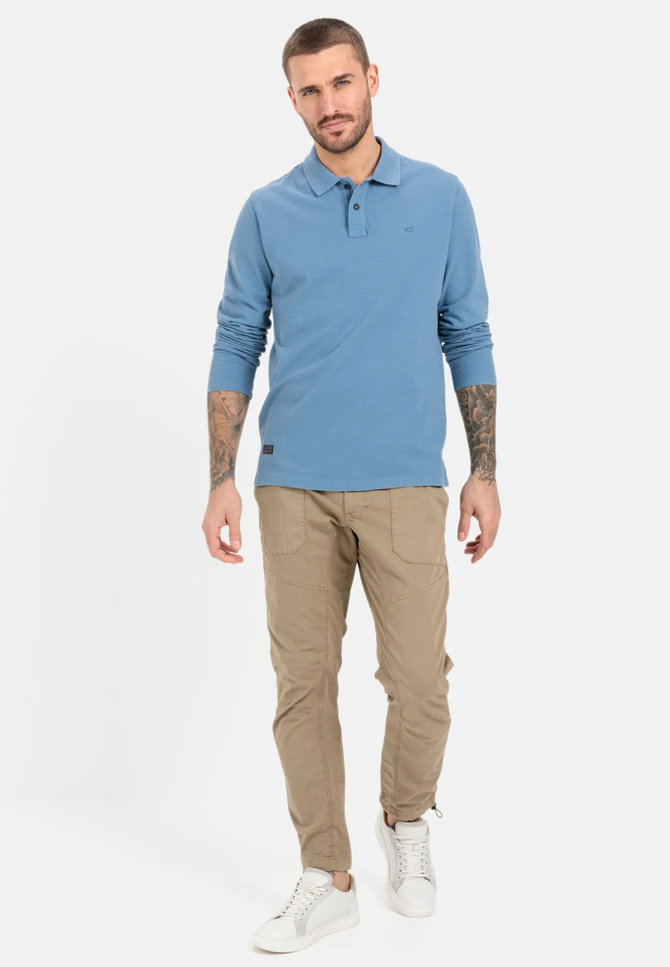 Herren Camel Active T-Shirts & Polos^Langarm-Poloshirt aus reiner Baumwolle