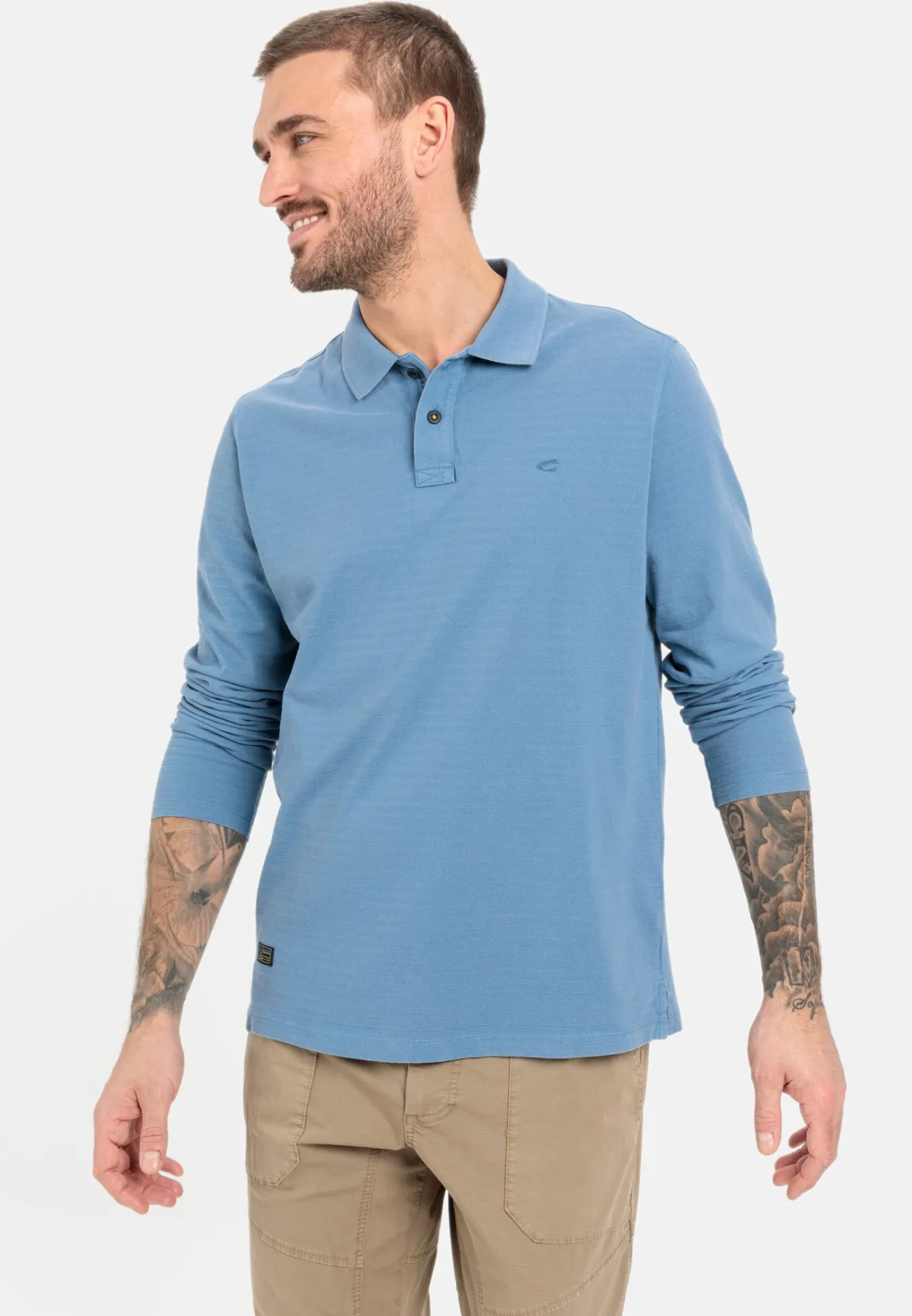 Herren Camel Active T-Shirts & Polos^Langarm-Poloshirt aus reiner Baumwolle