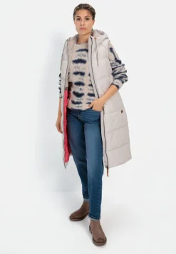 Damen Camel Active Jacken & Westen^Lange Pufferweste mit Kapuze