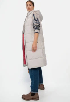 Damen Camel Active Jacken & Westen^Lange Pufferweste mit Kapuze