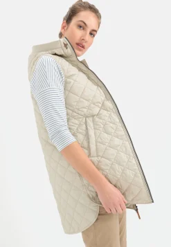 Damen Camel Active Jacken & Westen^Lange Steppweste aus recyceltem Polyester