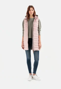 Damen Camel Active Jacken & Westen^Lange Steppweste mit Kapuze