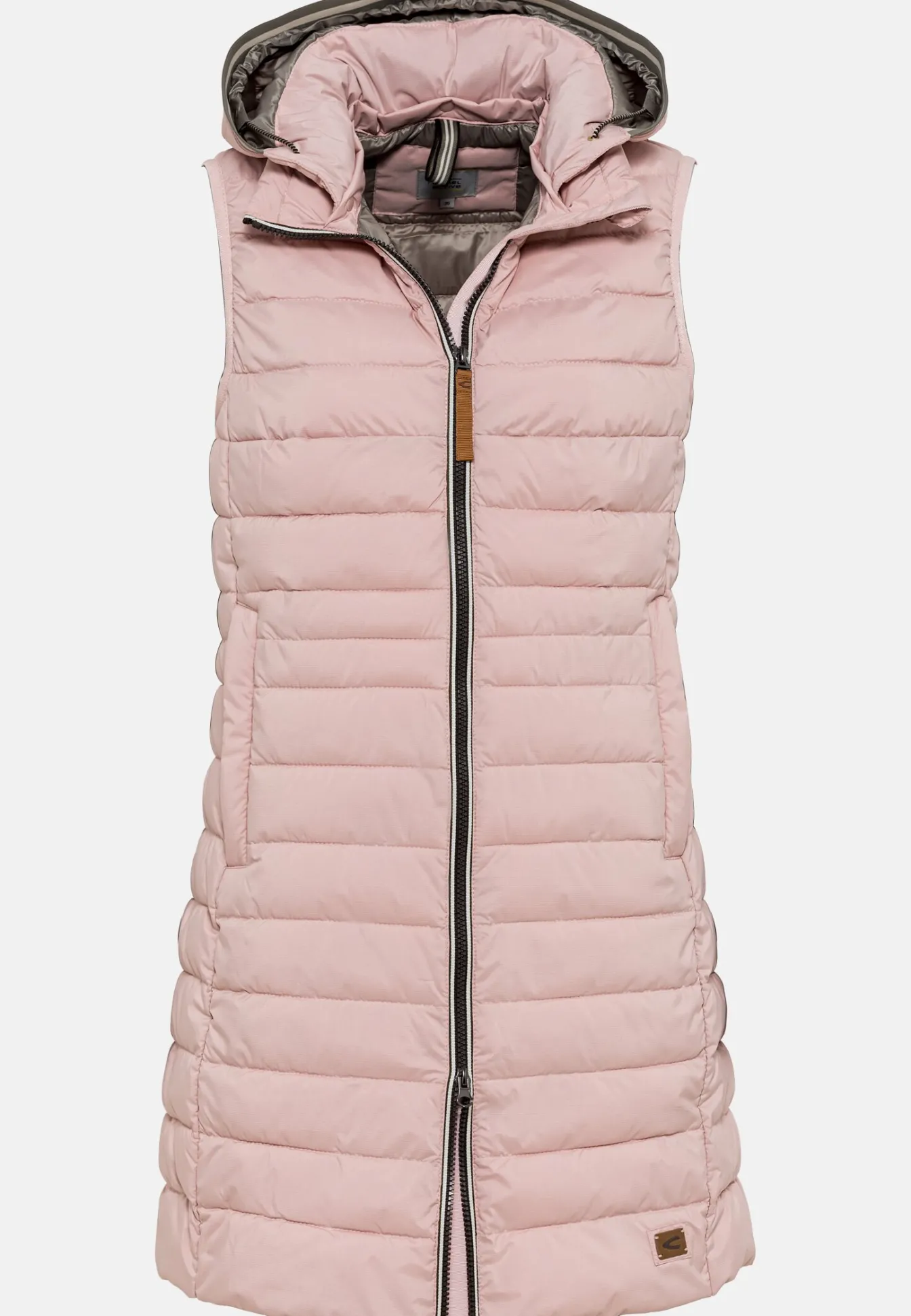 Damen Camel Active Jacken & Westen^Lange Steppweste mit Kapuze