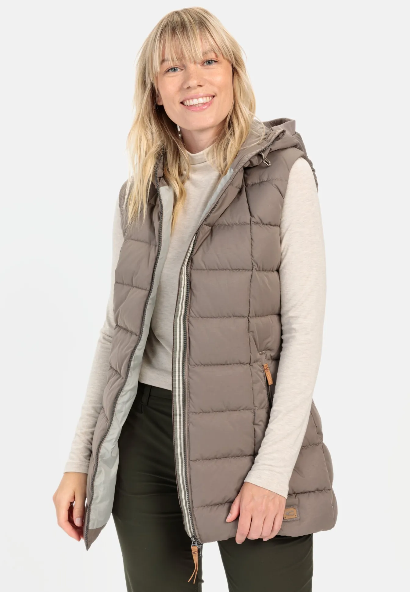 Damen Camel Active Jacken & Westen^Lange Weste mit Kapuze