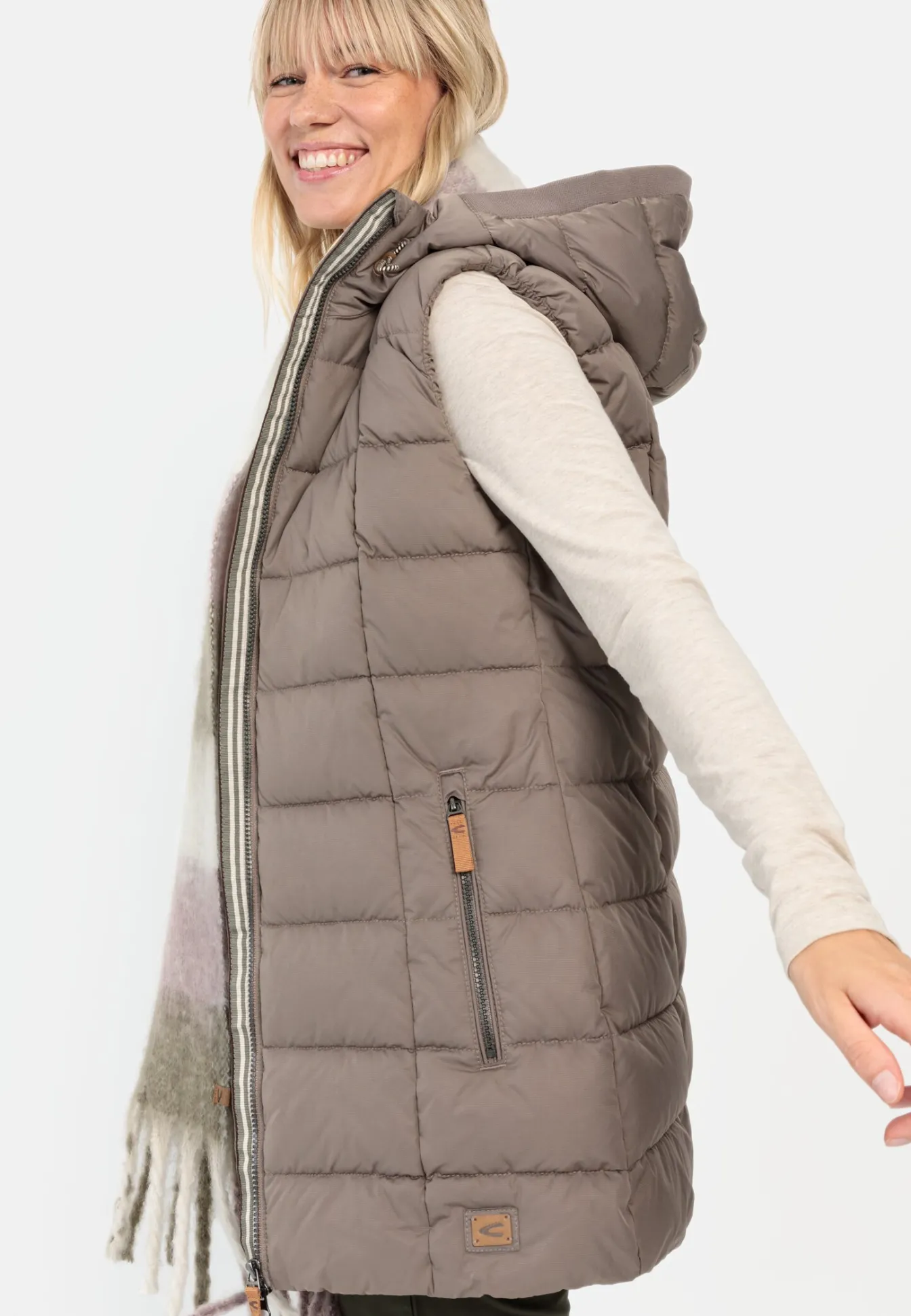 Damen Camel Active Jacken & Westen^Lange Weste mit Kapuze