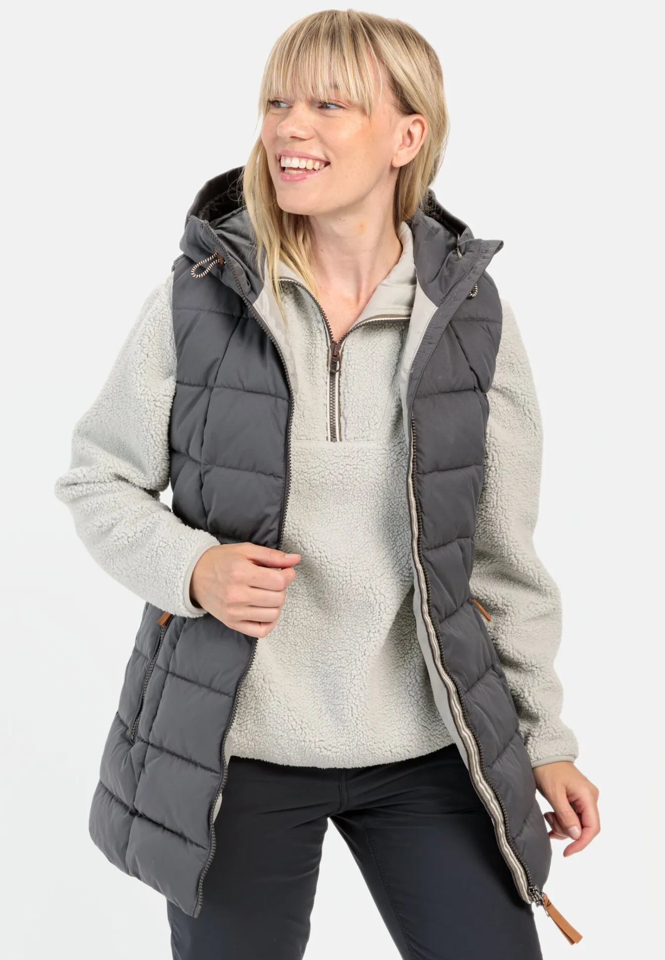 Damen Camel Active Jacken & Westen^Lange Weste mit Kapuze