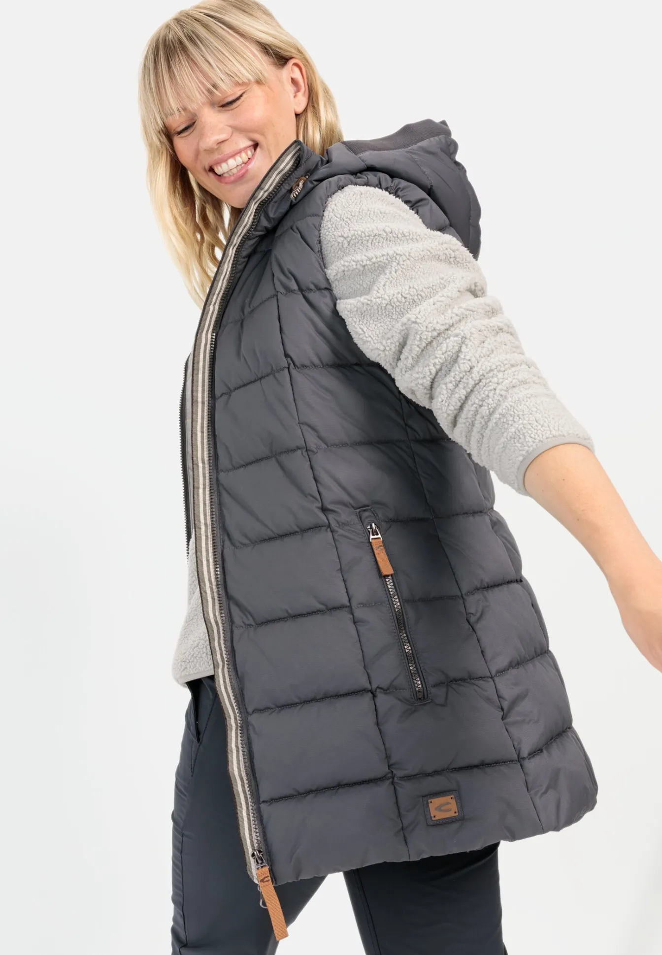 Damen Camel Active Jacken & Westen^Lange Weste mit Kapuze