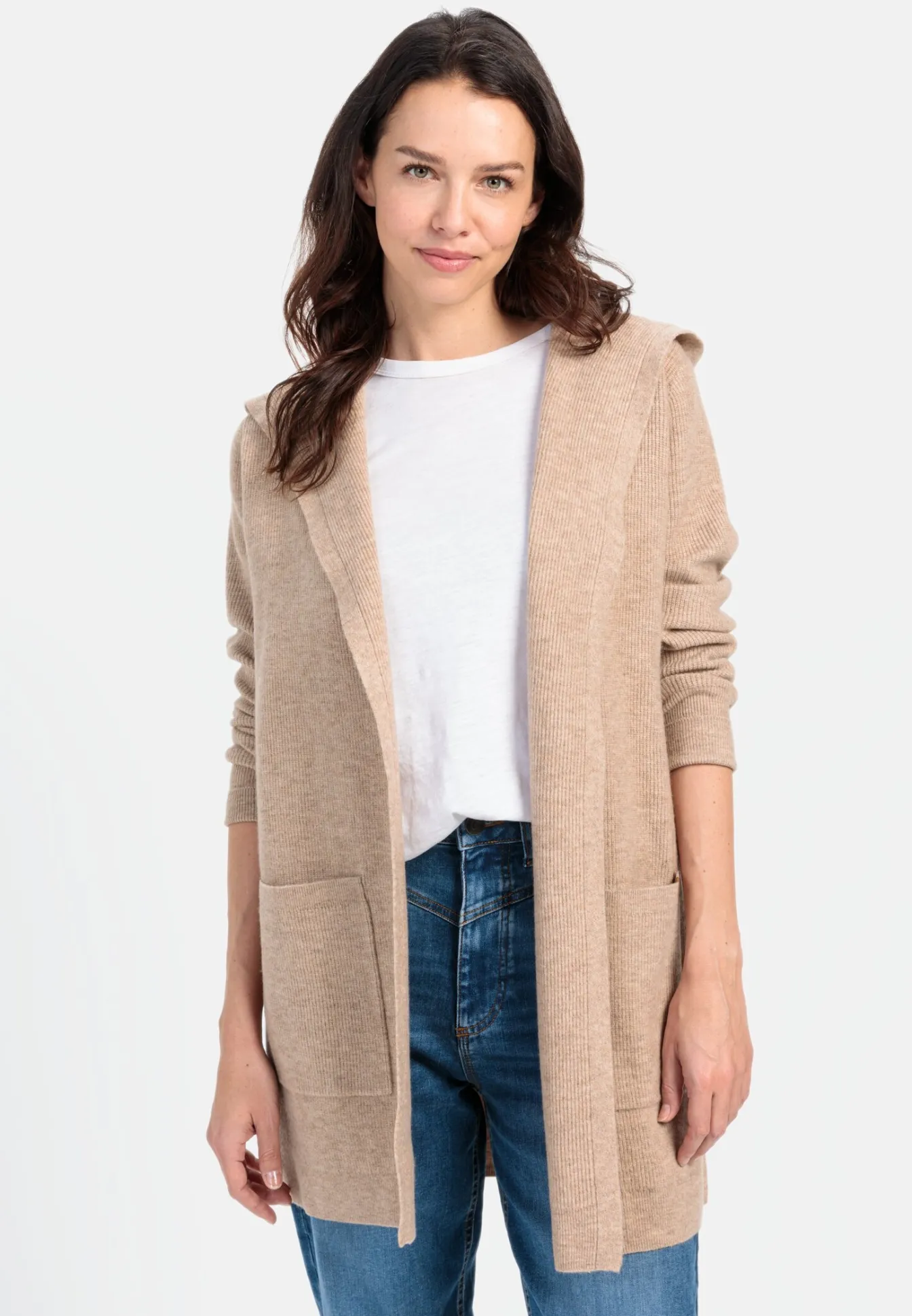 Damen Camel Active Pullover & Cardigans^Langer Cardigan mit Kapuze