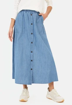 Damen Camel Active Röcke^Langer Denim-Rock mit elastischem Bund