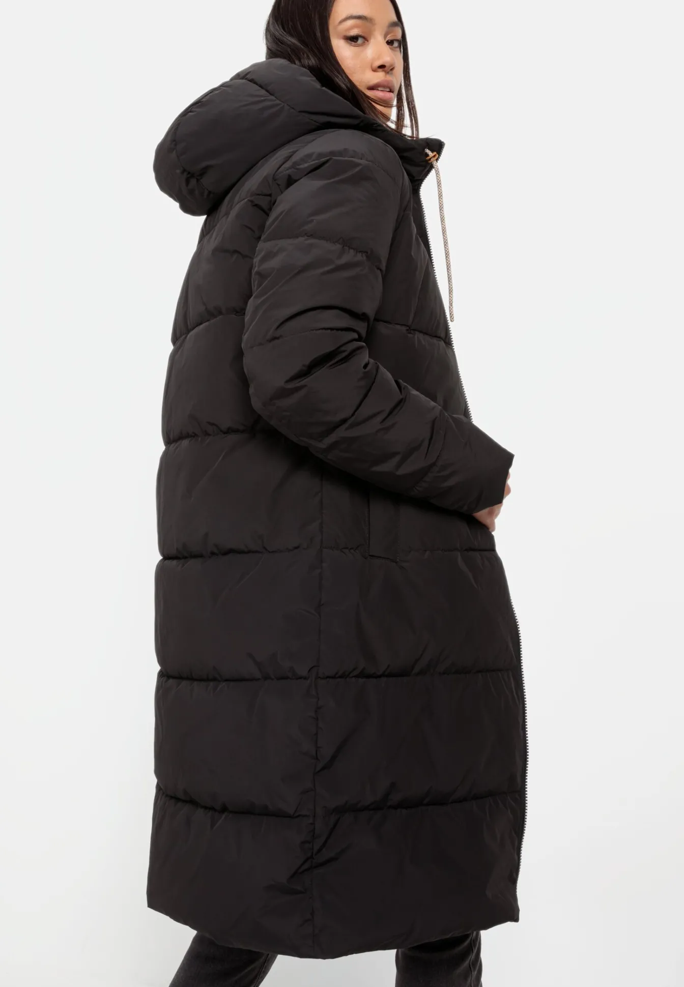 Damen Camel Active Jacken & Westen^Langer Puffermantel mit gefütterter Kapuze